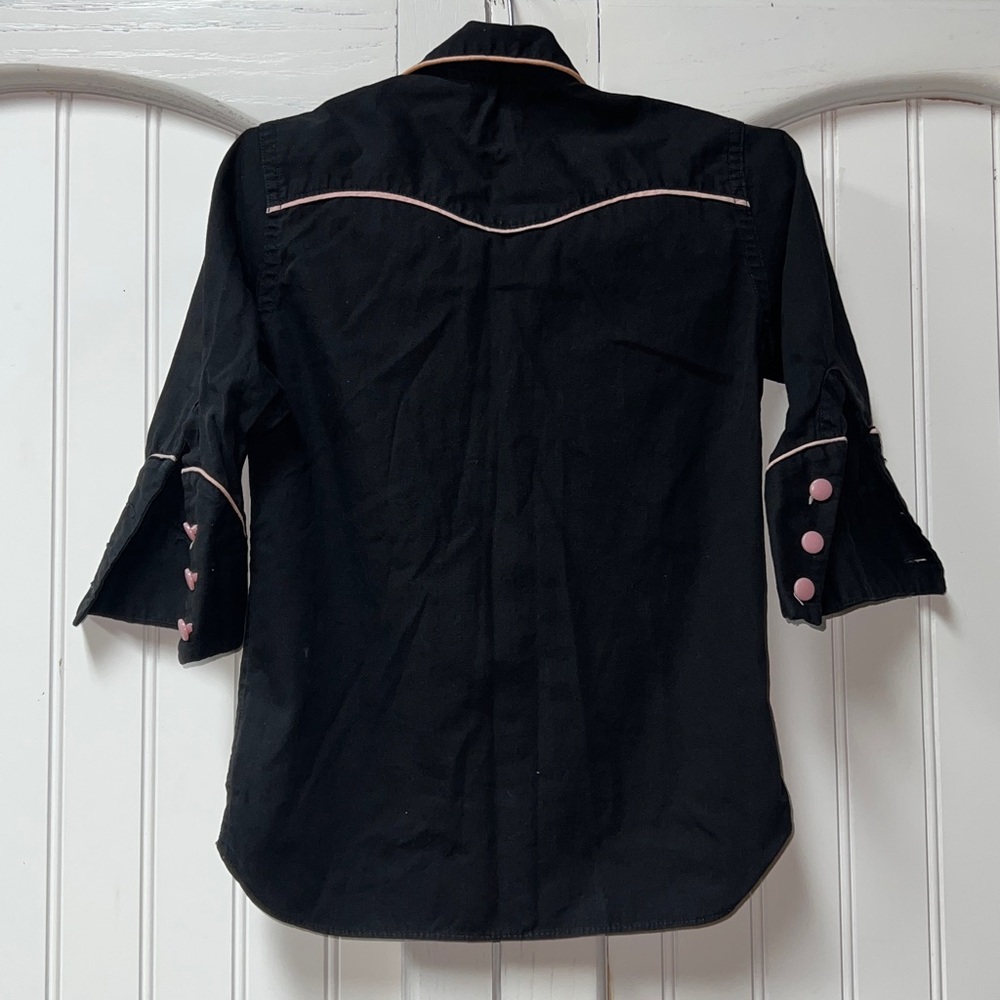60s Toddler Western Shirt Vintage Pink Piping & Buttons - Picture 2 of 5